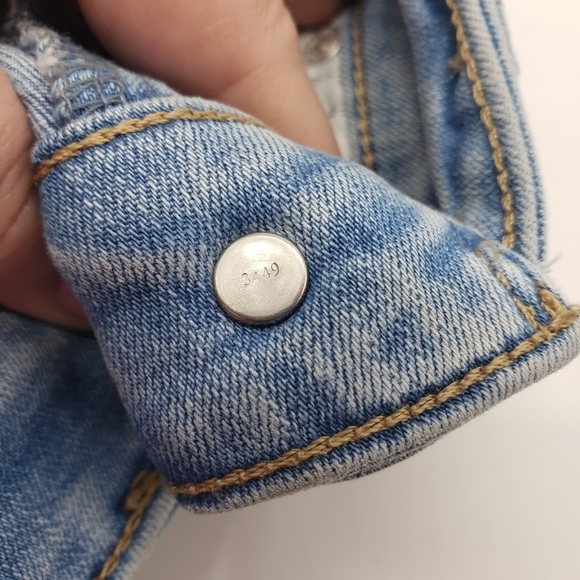 Levi's 721 high rise skinny ankle jeans 31 split hem light blue denim button fly - Picture 14 of 15